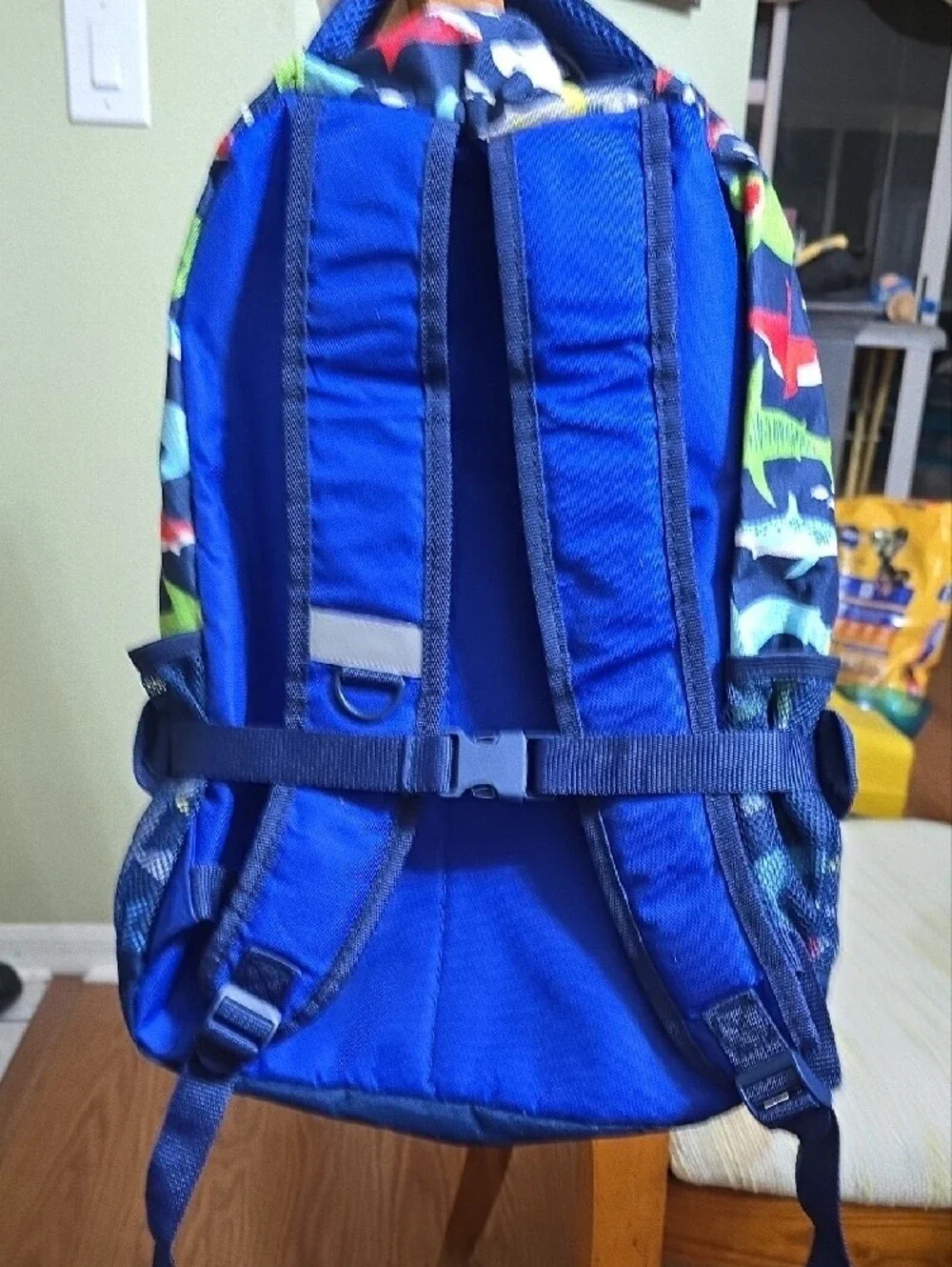 Tommy Bahama Kids Navy Backpack with Multicolor Shark Print